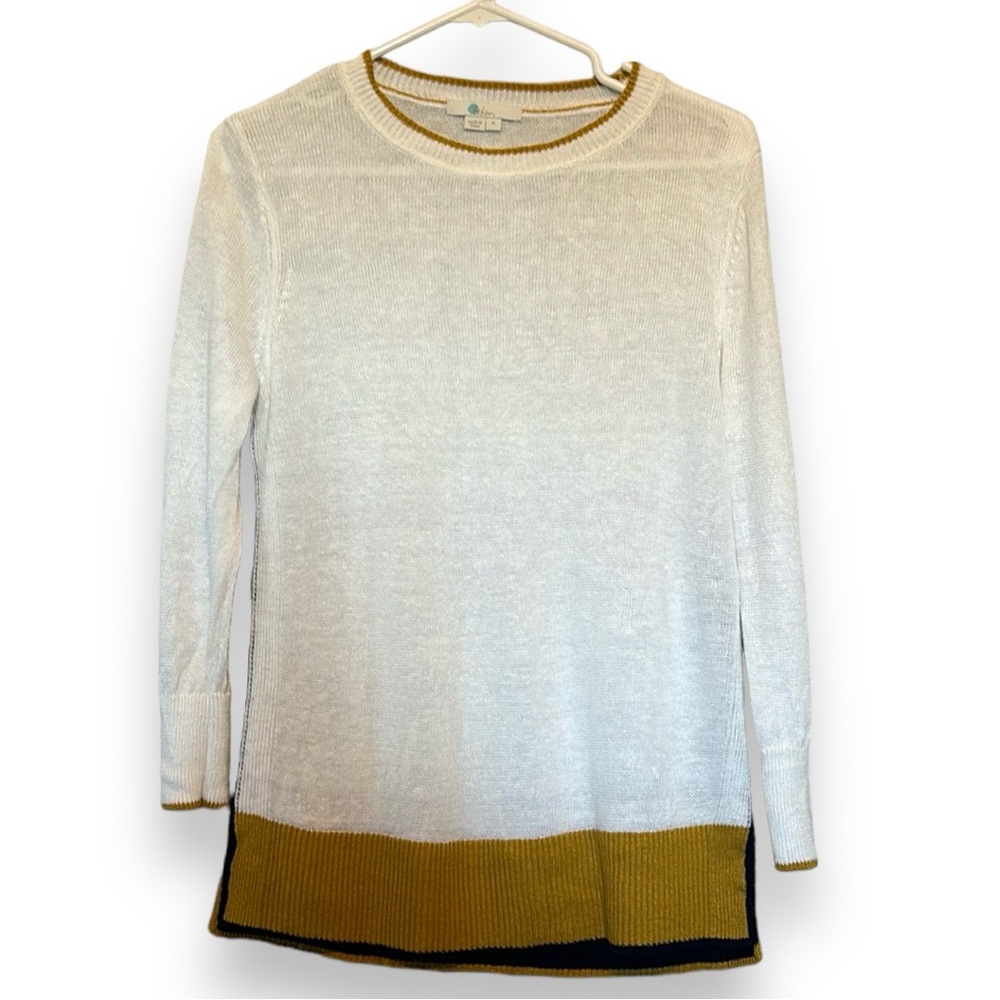 Boden 100% Linen 3/4 Sleeve Knit Top size Medium